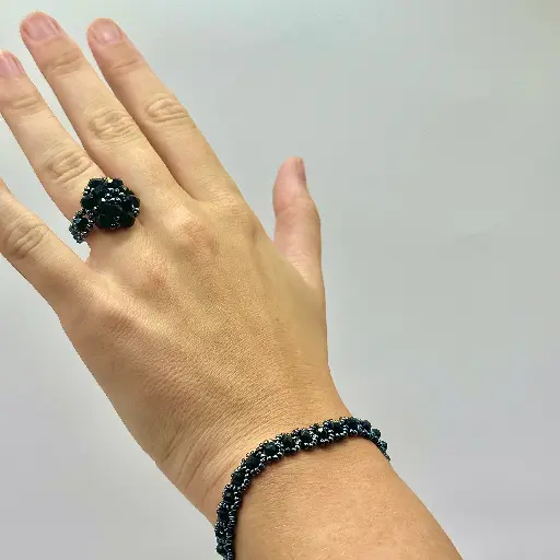 [ARMDUN7] Bracelet Amore -  Silver Black